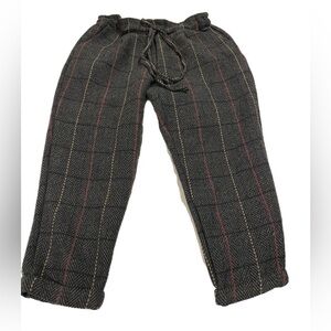 Hyfive gray windowpane checked pants. Paper bag waist, so stylish. Size L Y